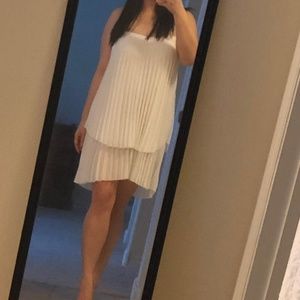 Zara White Pleated double tiered spaghetti strap top